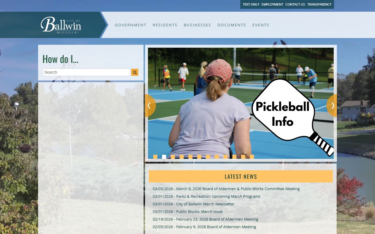 Ballwin city government website for residents directory search