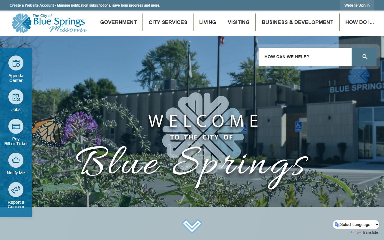 Blue Springs city government website for residents directory search