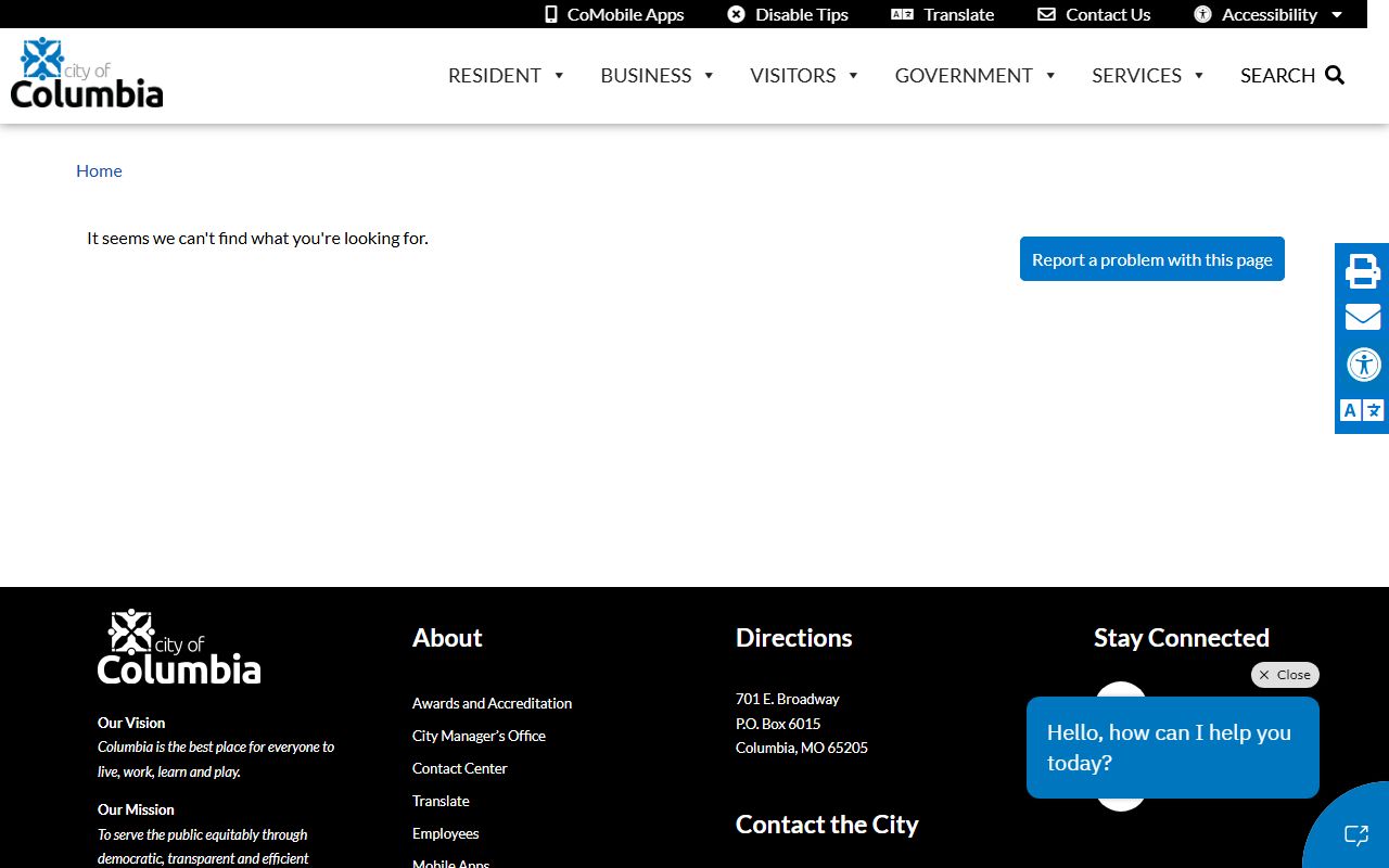 Columbia Police Department records for residents directory