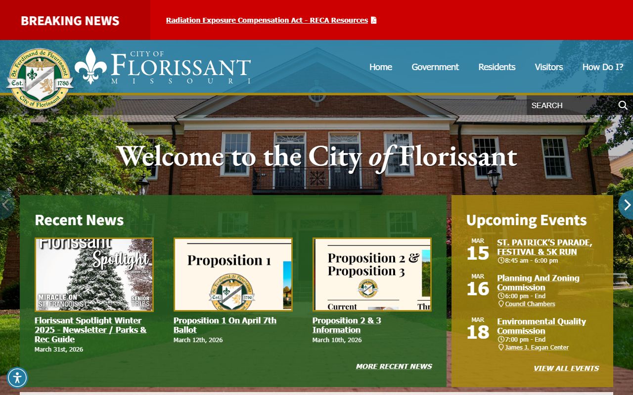 Florissant city government website for residents directory search