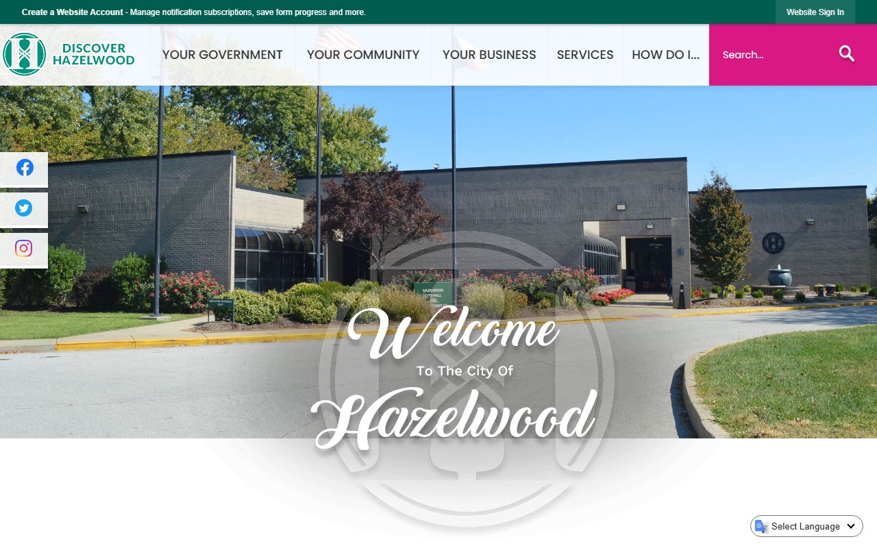 Hazelwood city government website for Hazelwood residents directory