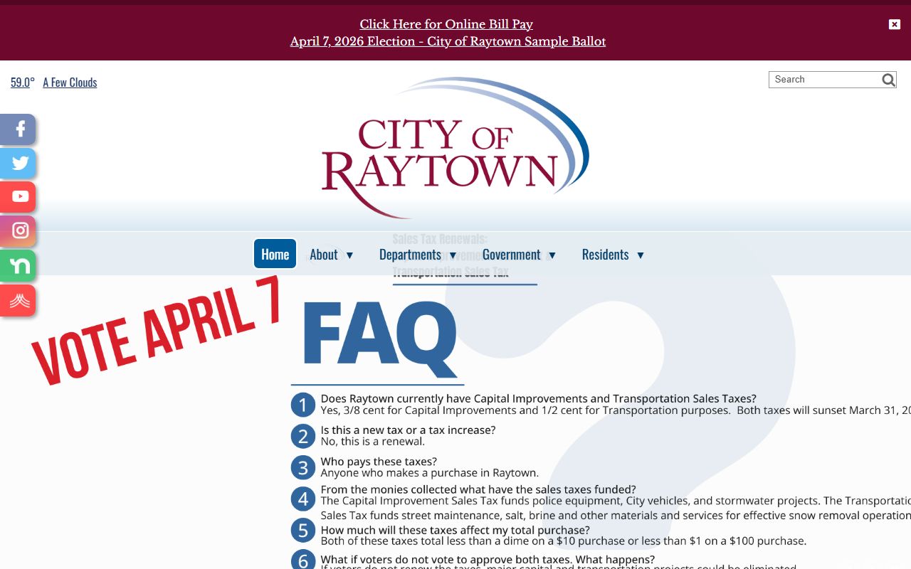 Raytown city government website for Raytown residents directory