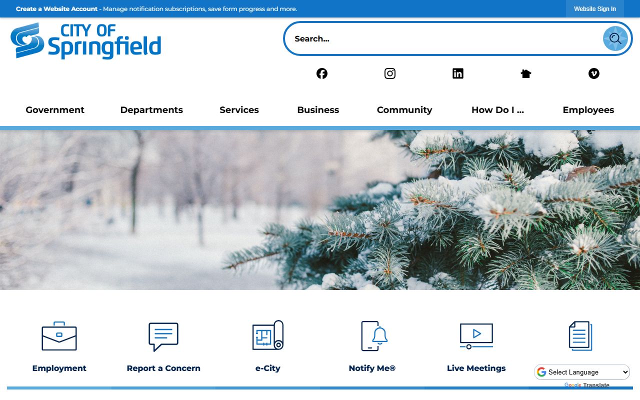 Springfield city government website for residents directory search