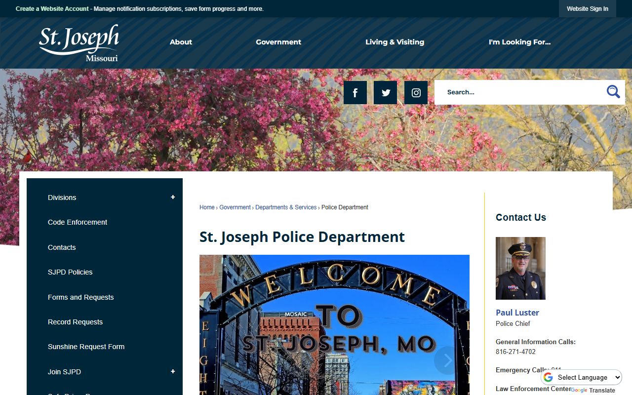 St. Joseph Police Department records for residents directory