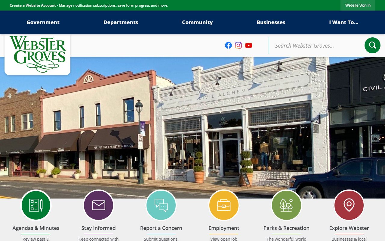 Webster Groves city government website for residents directory