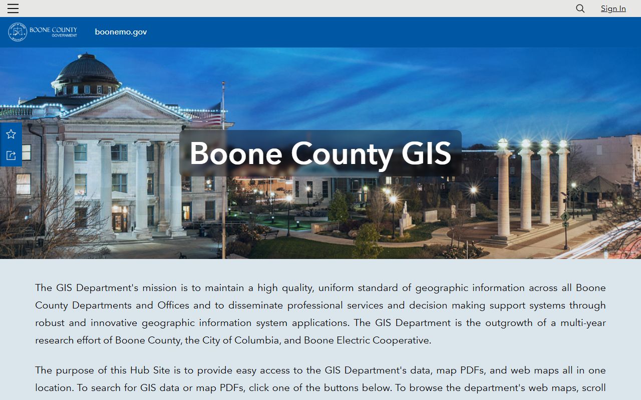 Boone County GIS Data Hub for residents directory search
