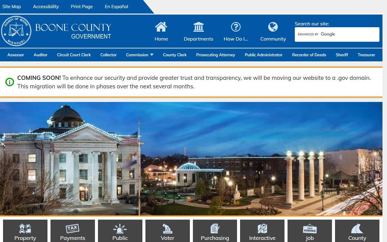 Boone County government website for residents directory search