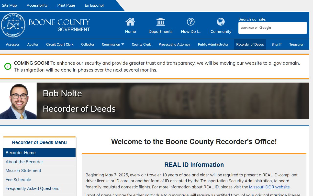 Boone County Recorder of Deeds records for residents directory