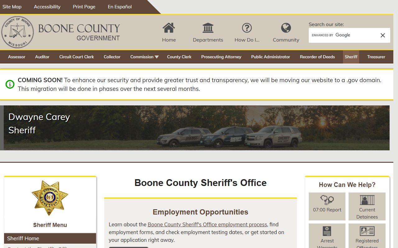 Boone County Sheriff records for residents directory