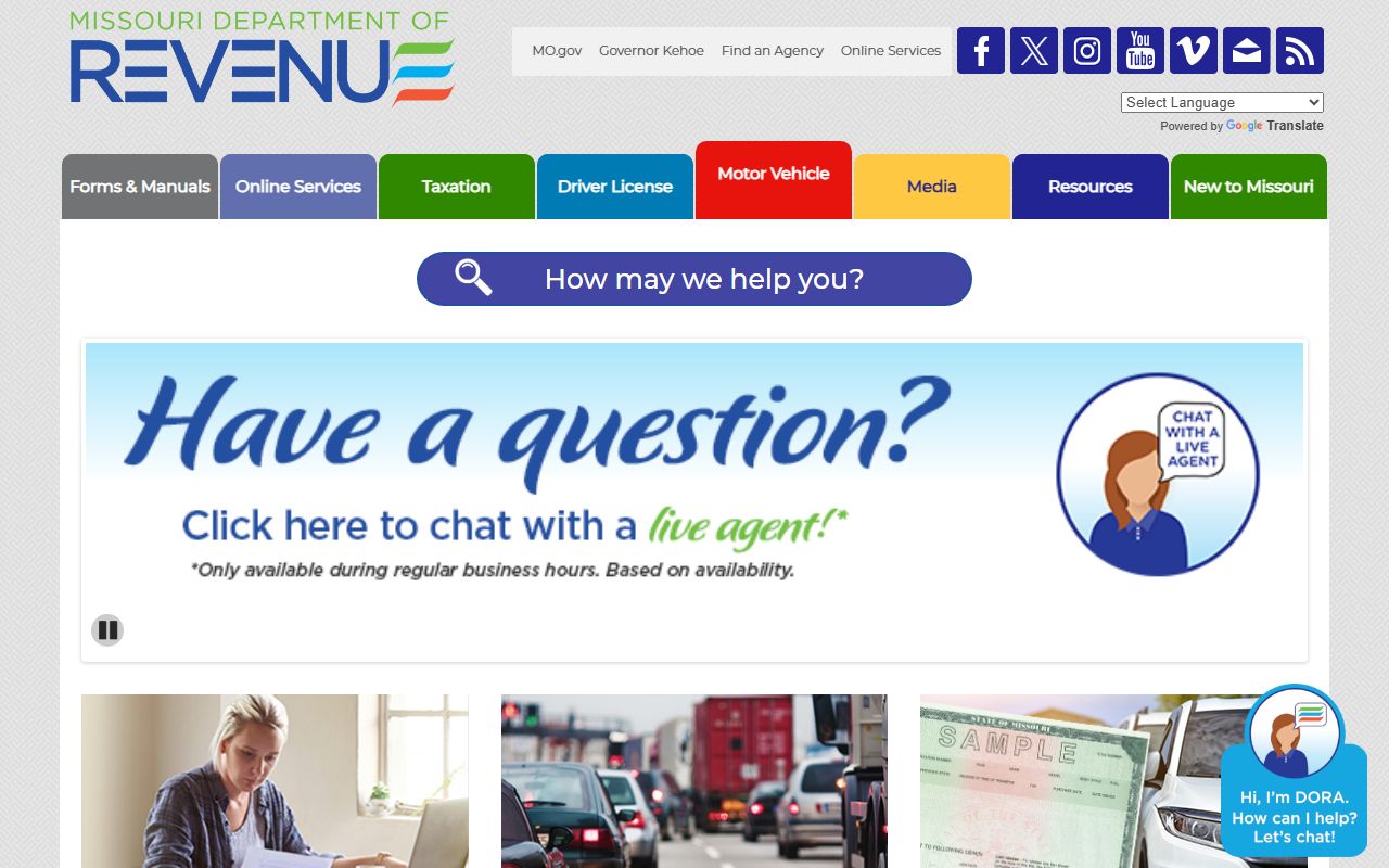 Missouri DOR motor vehicle records for residents directory