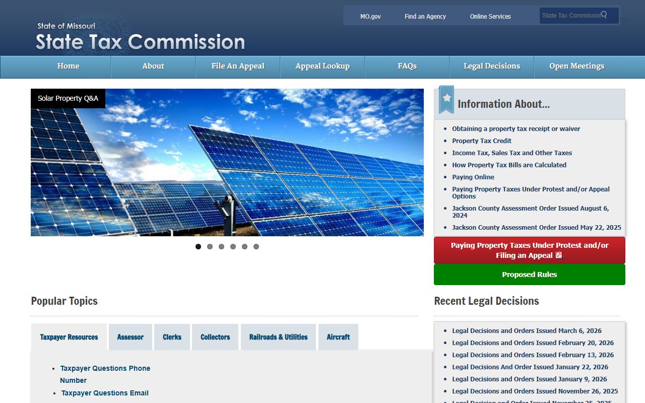 Missouri State Tax Commission property assessment for residents directory